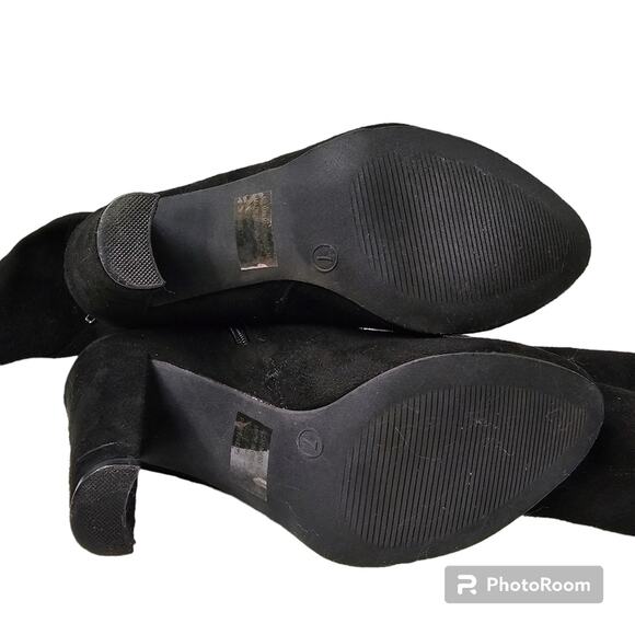 Charlotte Russe Thigh High Over the Knee Black Suede Boots Women's Size 7 - Picture 11 of 16